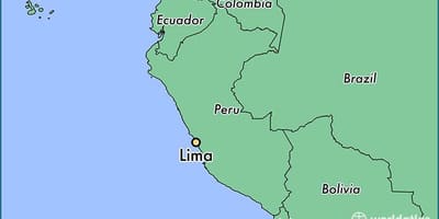 Lima Peru dünya xəritəsində